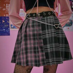 Gently Used 2 Tone Side Plaid Black and pink/purple-XXL (14) --400